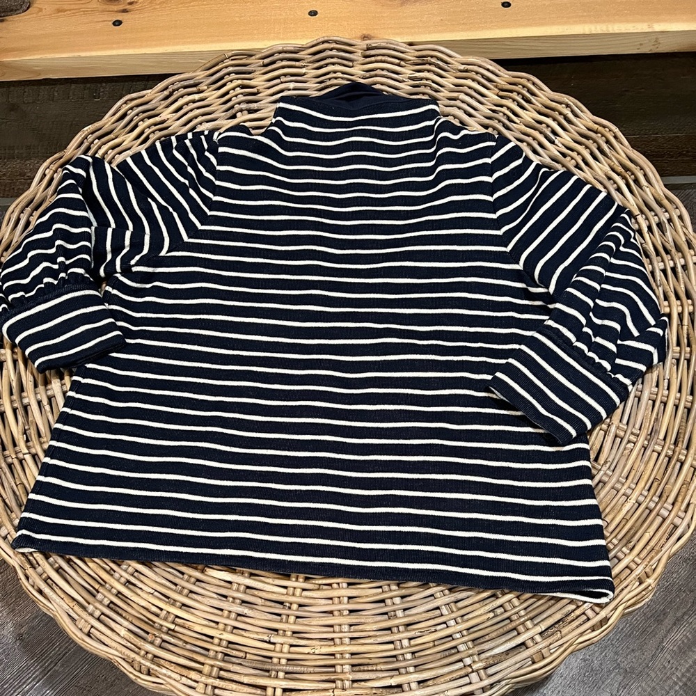 Madewell Gathered-Sleeve Mockneck Top in Stripe